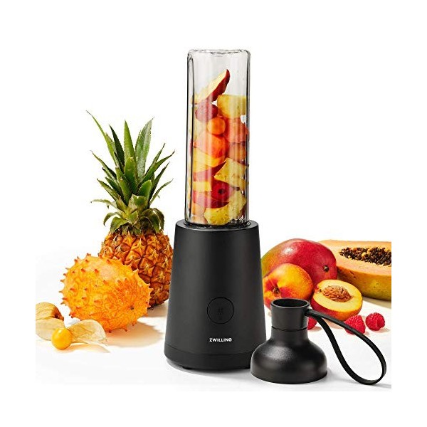 ZWILLING Mixeur Blender Smoothie Maker + Gourde avec bouchon 600 ml 300 W Acier inoxydable/plastique Noir