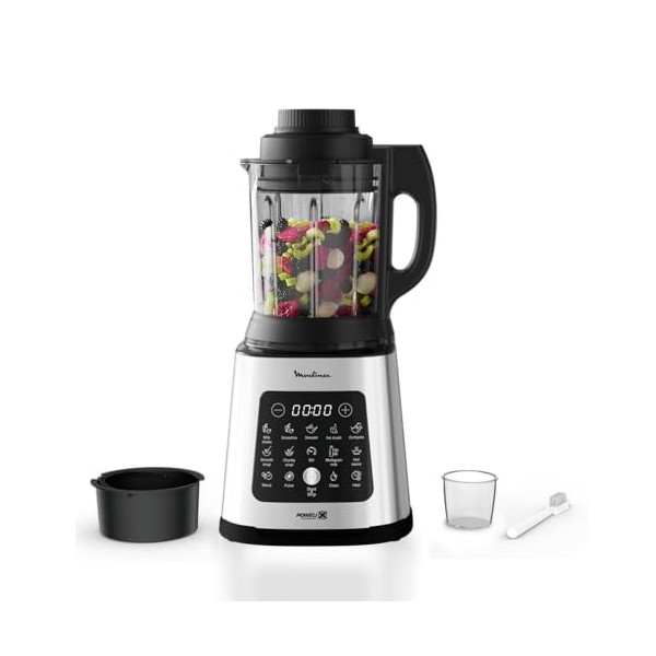 Moulinex Blender chauffant, 1400 W, 10 programmes automatiques, Lames amovibles, Fonction nettoyage en profondeur, Panier vap