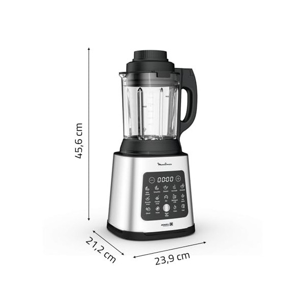 Moulinex Blender chauffant, 1400 W, 10 programmes automatiques, Lames amovibles, Fonction nettoyage en profondeur, Panier vap