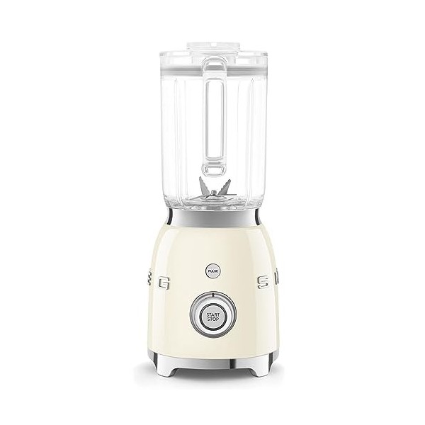 Smeg, Blender BLF03CREU 1,5 L, 4 Vitesses, 4 Fonctions Smoothie, Pulse, Glace Pilée et Autonettoyant, Bloc Moteur et Bouchon 