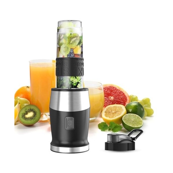 Blender Mixeur, 500W Blender Smoothie 24000 tours/min, Mini Mixeur Blender Portable avec sport bouteille portables de 570ml S