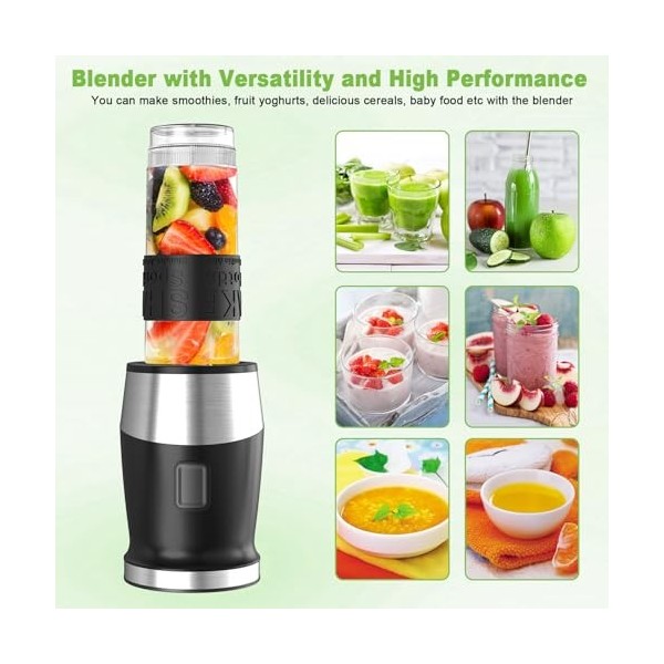 Blender Mixeur, 500W Blender Smoothie 24000 tours/min, Mini Mixeur Blender Portable avec sport bouteille portables de 570ml S