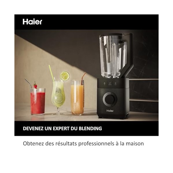 Haier I-Master Serie 5 Blender avec Broyeur à Glace, Smoothie, 5 Vitesses Variables, Fonction Pulse, Auto-Nettoyage, Bol en V