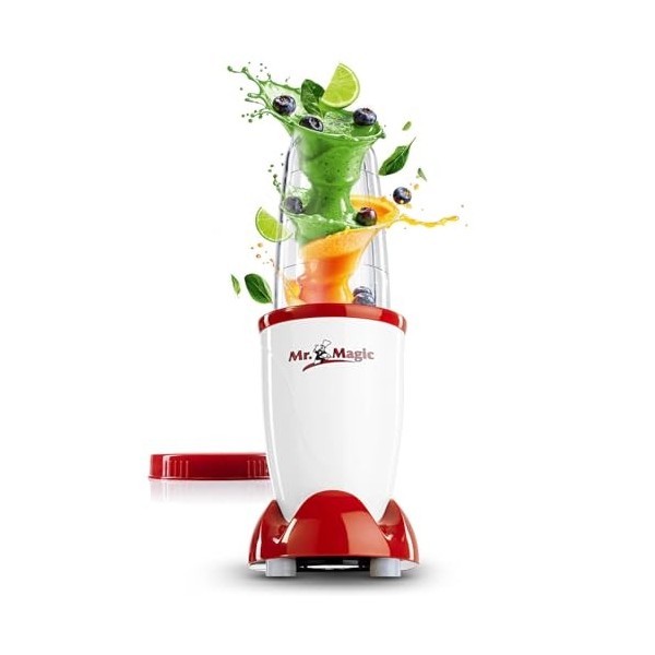 GOURMETmaxx Mr. Magic Mixer | Smoothie Maker avec paquet daccessoires XXL | 18 pièces | Blender avec couvercles anti-fuite p