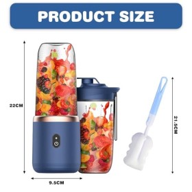 BORDEAG Mixeur Portable, Mini Blender avec 6 Lames USB Rechargeable Mélangeur, Fruit Mixer Juicer, Personnel Portable Blender