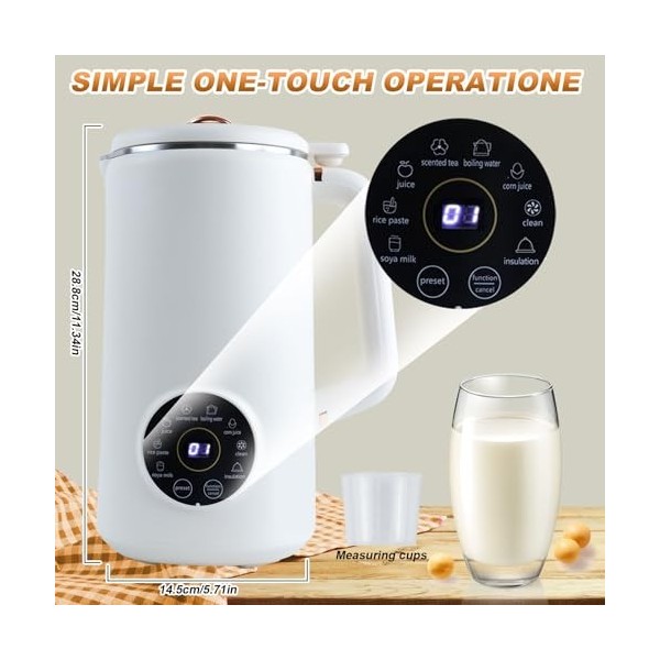 mumisuto ﻿Machine à Lait de Soja Multifonction, Machine Lait Vegetal, Mélangeur Électrique de 1000 ml, Machine à Lait Damand