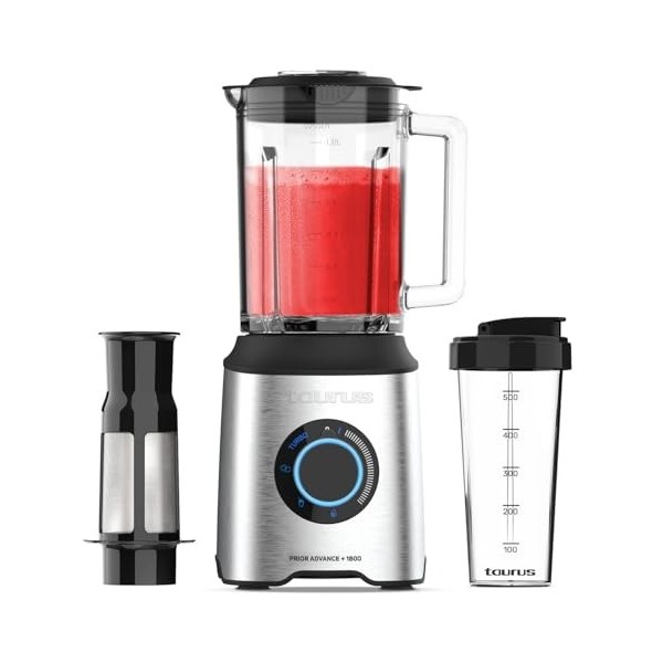 Taurus - Blender Puissant Prior 1800W | 20 Vitesses + Turo | 4 Fonctions | Broie Glace | Smoothie | Compatible Lave-vaisselle