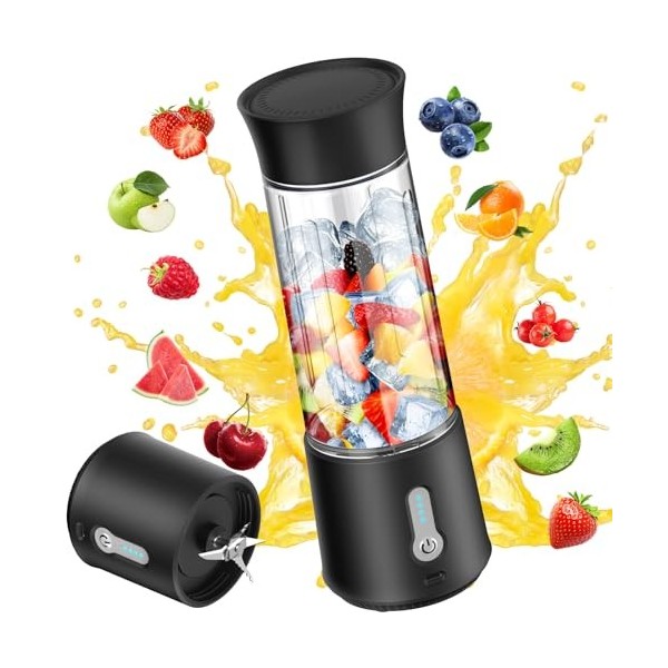 Mixeur portable à emporter 500 ml 150 W Petit mixeur à smoothie avec 6 lames Chargement USB Petit mixeur portable à emporter 