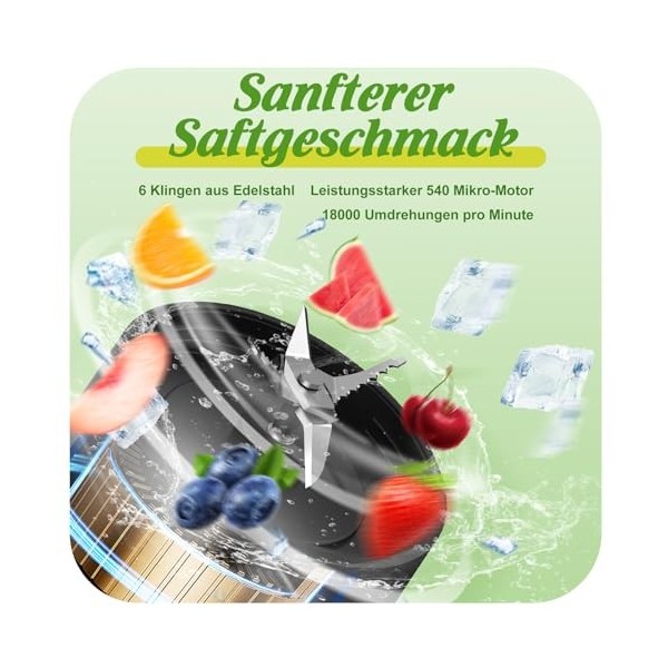 Mixeur portable à emporter 500 ml 150 W Petit mixeur à smoothie avec 6 lames Chargement USB Petit mixeur portable à emporter 