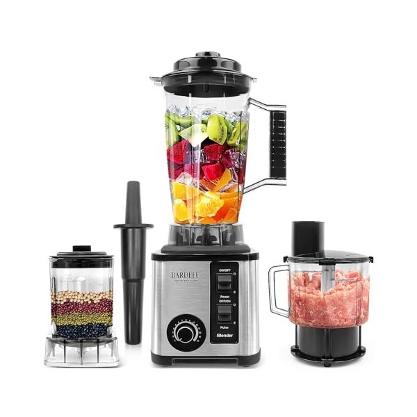 Robot culinaire et mélangeur 3 en 1 pour cuisine – Mélangeur de comptoir multifonction avec pichet de 3 L, hachoir à légumes 