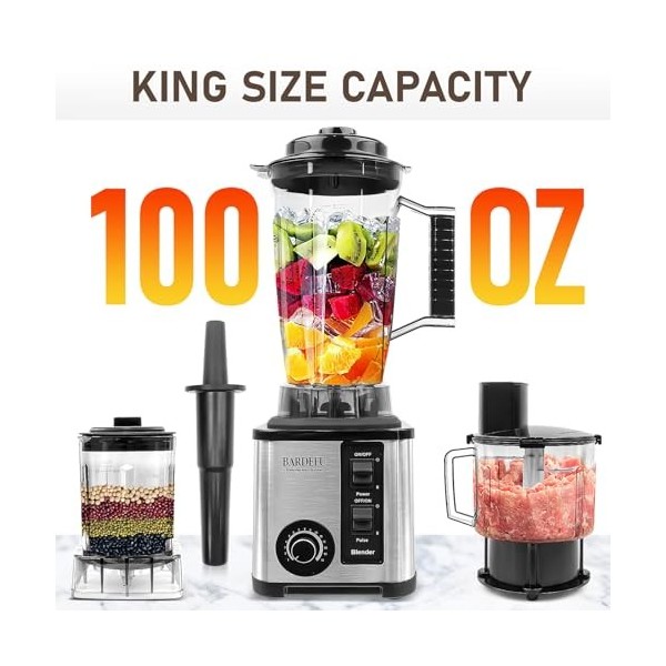 Robot culinaire et mélangeur 3 en 1 pour cuisine – Mélangeur de comptoir multifonction avec pichet de 3 L, hachoir à légumes 