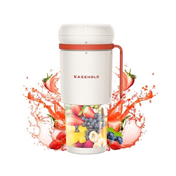 EASEHOLD Presse-agrumes portable, 470 ml, blanc et rouge