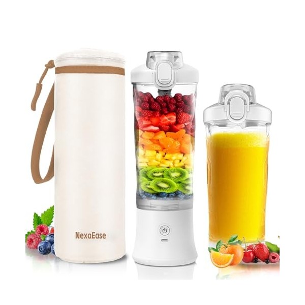 Mini mélangeur portable avec manchon isotherme pour milkshakes et smoothies – Mini mélangeur de 600 ml avec couvercle de voya