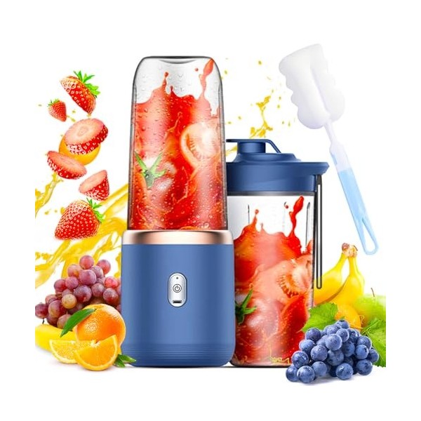 Blender Portable, Afenau 400ML Smoothie Mixer avec brosse et gobelet de rechange, Mini Blender Smoothie, Mixeur Portable pour