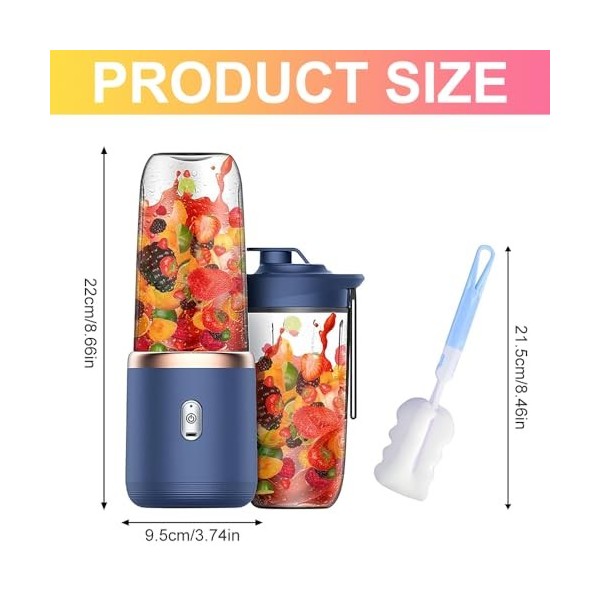 Blender Portable, Afenau 400ML Smoothie Mixer avec brosse et gobelet de rechange, Mini Blender Smoothie, Mixeur Portable pour