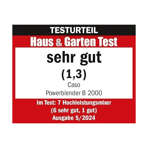 CASO Power Blender B 2000 Mixeur professionnel 30 000 tr/min, 2 000 W, bol de mélange Tritan incassable 2 l , sans BPA, fonc