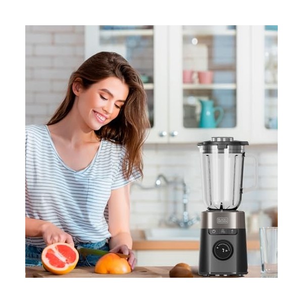 Black+Decker - Blender BXJB1201E 2200W | Carafe en Verre 2,2L | 8 Vitesses | 6 Lames en Acier Inoxydable | Fonction Pulse | S