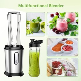 500W Mixeur Blender, Blender Smoothie Électrique avec 2 Bouteilles Tritan BPA-Free Portables de 600ml, Mixeur Smoothie avec 4