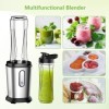 500W Mixeur Blender, Blender Smoothie Électrique avec 2 Bouteilles Tritan BPA-Free Portables de 600ml, Mixeur Smoothie avec 4