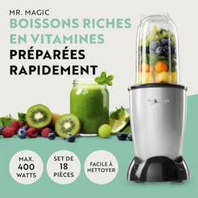 GOURMETmaxx Mr. Magic Mixer | Smoothie Maker avec paquet daccessoires XXL | 18 pièces | Blender avec couvercles anti-fuite p