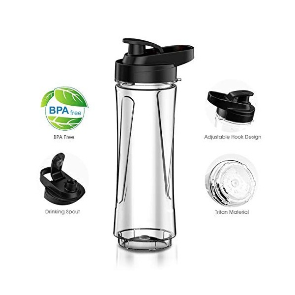 Bouteille Blender, 600 ml Bouteille Mixeur Smoothie Portable