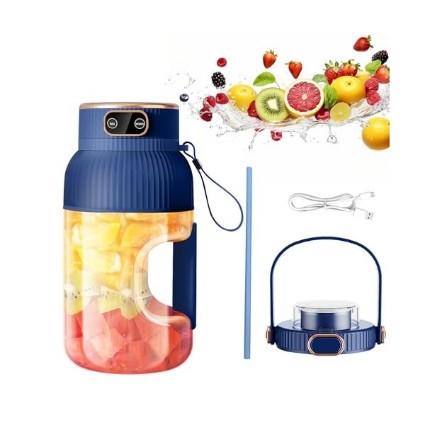 Mesen Mixeur portable à smoothie - 10 lames - Rechargeable USB-C - 1200 ml - Gobelet pour shakes à jus et smoothies - Pour vo