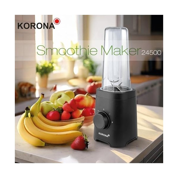 Korona 24500 Machine à smoothie | Avec 2 niveaux de puissance et fonction Pulse | pour un résultat de mélange homogène | Gobe