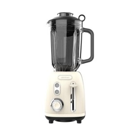 Cecotec Mixeur en verre Power Black Titanium RetroBeige. Mixeur rétro dune puissance maximale de 1200 W, lame à 4 feuilles a