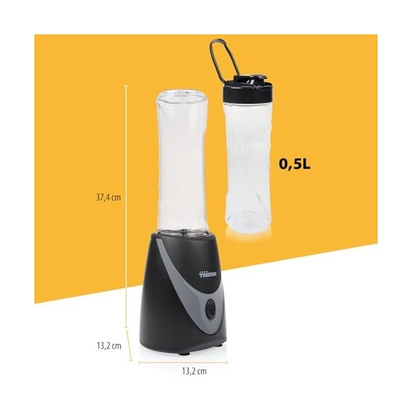 Tristar Smoothie Maker - Gobelet de 500ml - Blender to go - Lames en acier inoxydable - avec couvercle - Pièces résistant au 