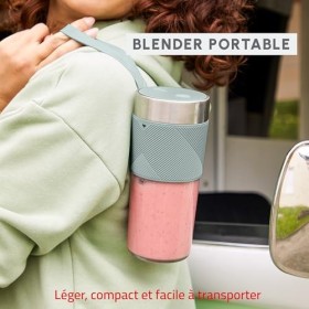 Moulinex Lightmix, Blender portable, Sans fil, 300ml, Puissant, Rechargeable, Eucalyptus LM1C0410
