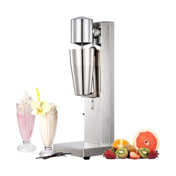 Mixeur à milkshake 800 ml - Blender électrique en acier inoxydable - 180 W - 1800 tr/min - 2 vitesses - Shaker à protéines él
