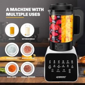 Mélangeur et machine à soupe, 12 programmes automatiques, mixeurs de 1200 W pour robot culinaire de cuisine, 8 lames amovible