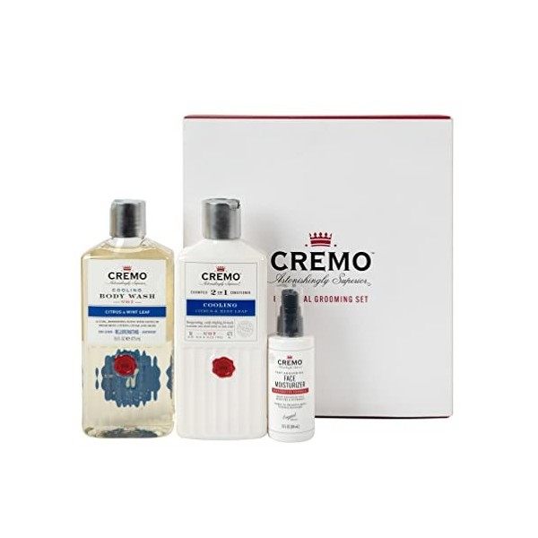 CREMO - Coffret Essentiels | Gel Douche, Shampooing, Hydratant Visage | Cadeau Pour Homme