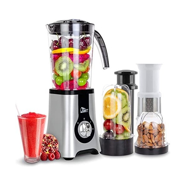 Uten Blender à Smoothie 2 L, Mixeur de Cuisine 1800 W, Impulsion et 5 Vitesses, Mixer sur Pied avec Bocal en Verre, Boîtier e