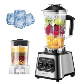 SOKANY SK-999 Mélangeur vertical 2 en 1 de 6000W, mélangeur à haut rendement doté de 15 vitesses [2,5 l de machine à smoothie