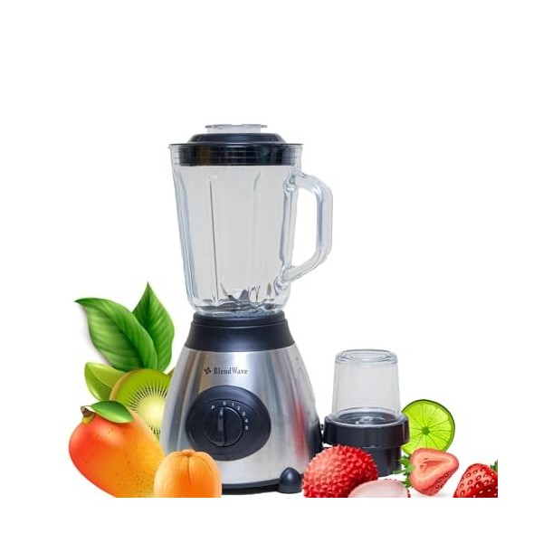 2 en 1 Blender Blend Wave Steel noi - Acier inoxidable et verre - Puissance 1500W - 5 vitesses et fonction Pulse - 1,5L