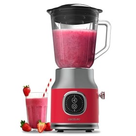 Cecotec Blender Mixeur RetroTwist Red. Puissance Maximale 800 W, Bol en Verre d’une Capacité de 1 L, 4 Lames avec Revêtement 