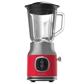 Cecotec Blender Mixeur RetroTwist Red. Puissance Maximale 800 W, Bol en Verre d’une Capacité de 1 L, 4 Lames avec Revêtement 