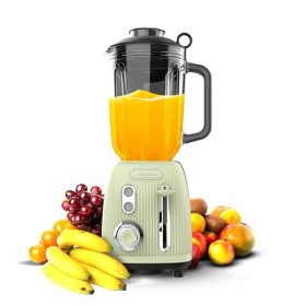 Cecotec Blender Mixeur Retro Power Black Titanium RetroGreen. Puissance Maximale de 1200 W, 2 Vitesses, 4 Lames avec Revêteme