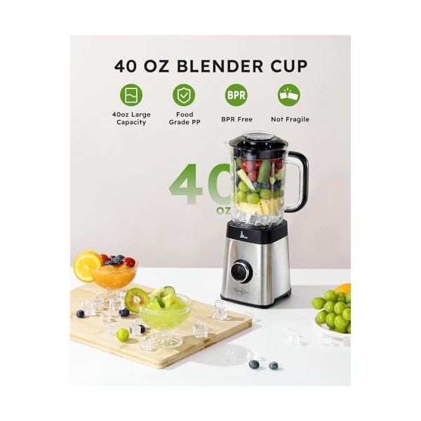 Sangcon Blender Mixeur 5 En 1,Blender Smoothie 500w Robot Culinaire Pour Shakes Et Smoothies, Viande HachéE,3 RéGlages De Vit