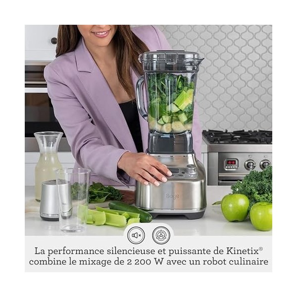 Sage - The Super Q - Blender de Qualité Commerciale avec 5 Programmes à Touche Unique et 12 Réglages de Vitesse - Acier Inoxy