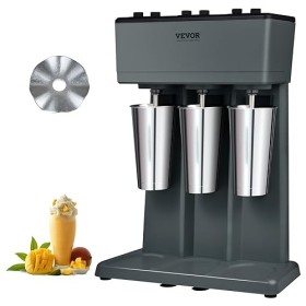VEVOR Mixeur Électrique pour Milkshakes 3 Têtes Machine à Milkshake 750 W 3 Vitesses 15000/18000/21000 tr/min 3 Gobelets en I