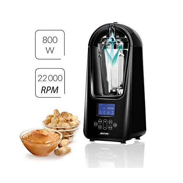 MPM MBL-26 Blender Mixeur avec Fonction de Vide, 1,5L, Pichet en Tritan 0,8L,sans BPA, Contrôle de la Vitesse 1-10 + Fonction