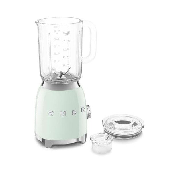 Smeg, Blender BLF03PGEU 1,5 L, 4 Vitesses, 4 Fonctions Smoothie, Pulse, Glace Pilée et Autonettoyant, Bloc Moteur et Bouchon 