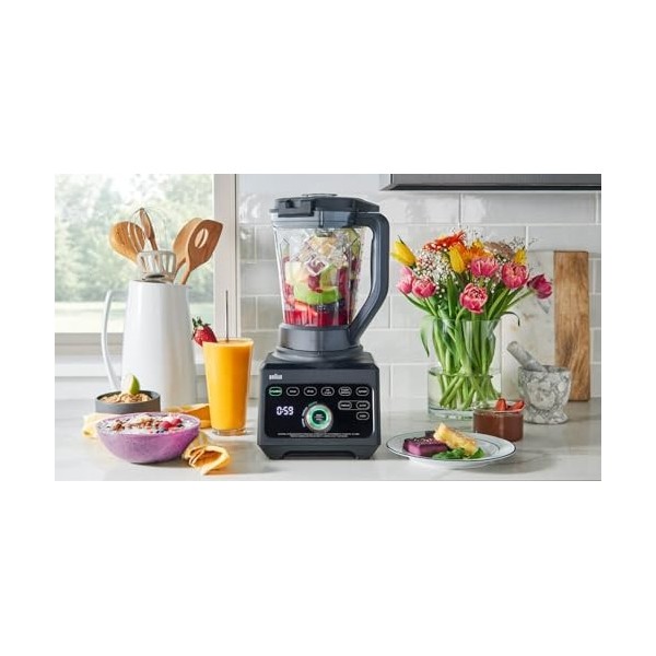 Braun Blender Triforce Power Blender JB 9040 avec carafe triple angle, 10 réglages de vitesse manuels, moteur de 1600 W, faci