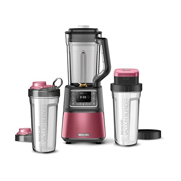 SENCOR 7875RS SBU 7874RD Super Mixeur automatique sous vide 1500 W Smoothie, 8 lames en titane, 7 programmes, rose, plastique