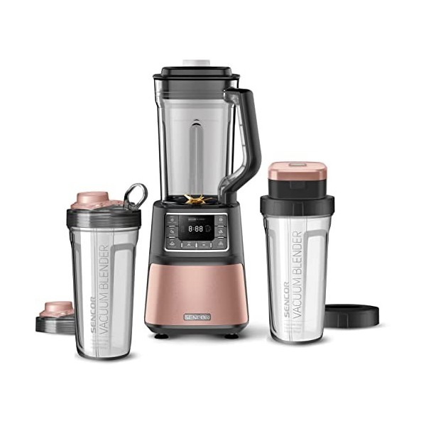 SENCOR 7876GD SBU 7875RS, Mixeur sous vide automatique 1500 W, Smoothie, 8 lames en titane, 7 programmes, rose, plastique
