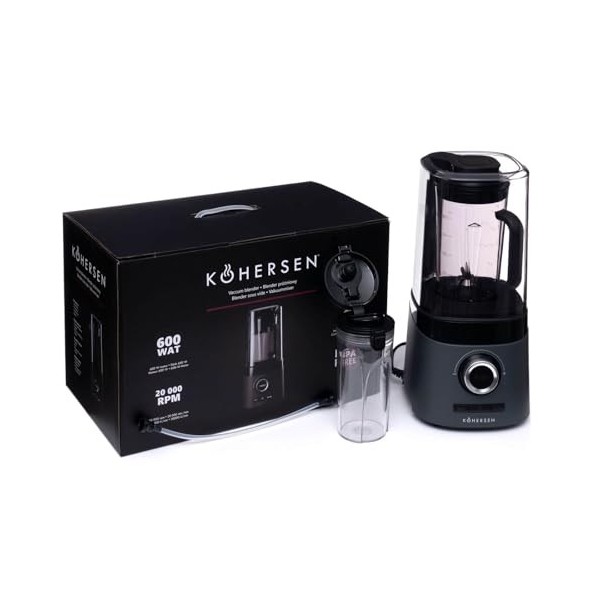 Kohersen Mixeur en Verre 71097 Anthracite 600 W 80 kpa 600 ML