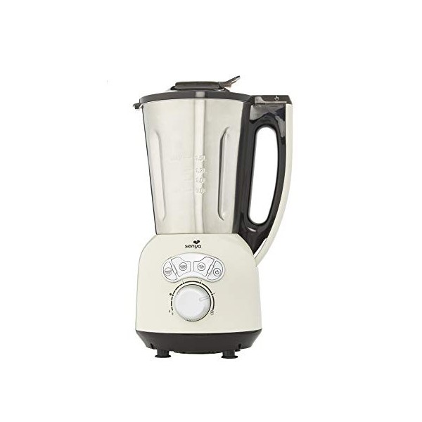Senya Blender Chauffant Noir INOX Cook & Ice V3, Mixeur Soupe Veloutée/Moulinée, Cuisson Vapeur, Glace Pilée Smoothies, 1, 5L