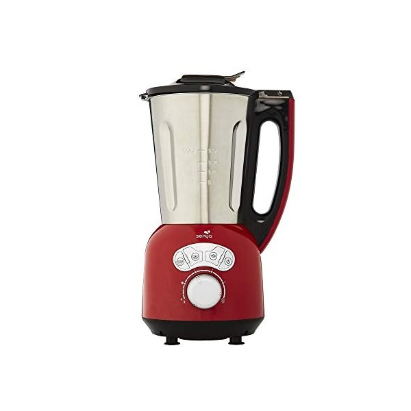 Senya Blender Chauffant Noir INOX Cook & Ice V3, Mixeur Soupe Veloutée/Moulinée, Cuisson Vapeur, Glace Pilée Smoothies, 1, 5L